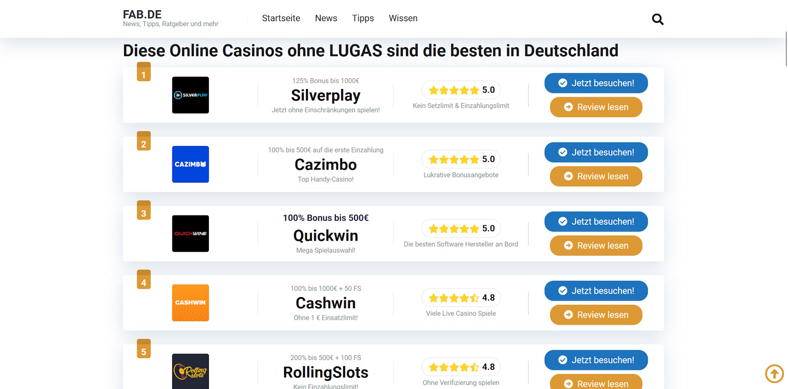 beste casinos ohne lugas deutschland