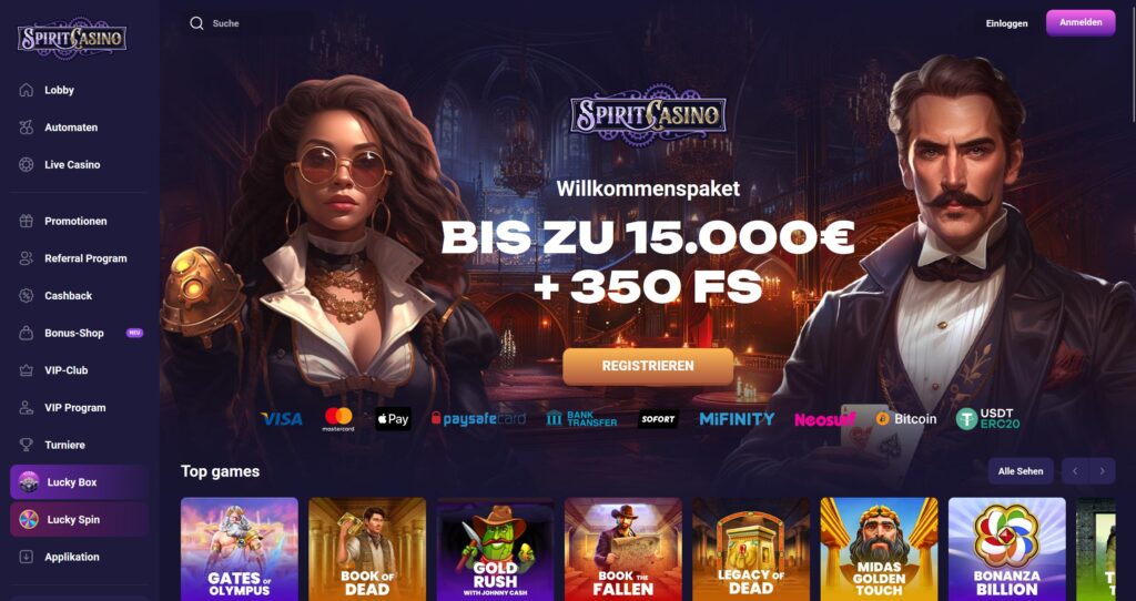 spirit casino startseite